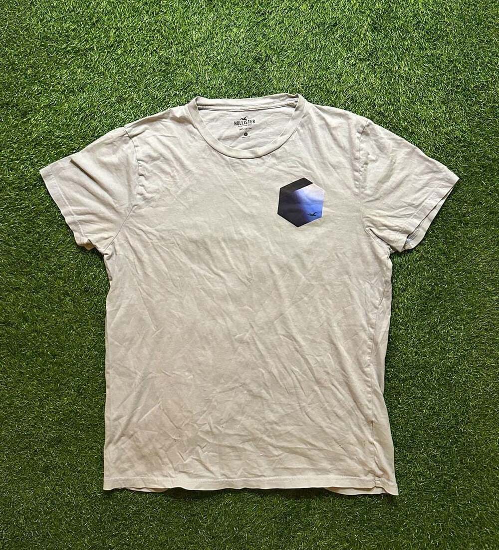 Hollister Southern California T-Shirt Size L Beige Graphic Short Sleeve Cotton